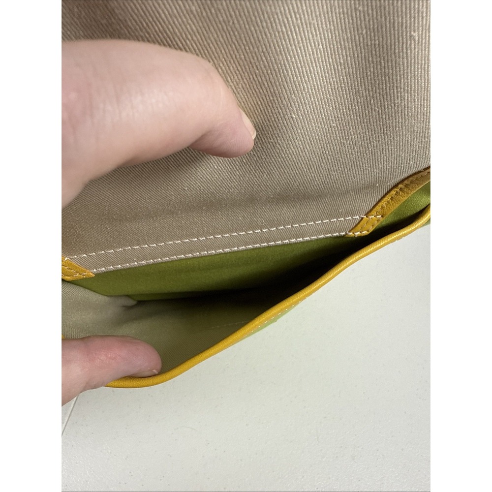 Coach Top Handle Lime Green Tote Zip Multi Pockets Leather Trim Organizer Bag - Picture 5 of 16